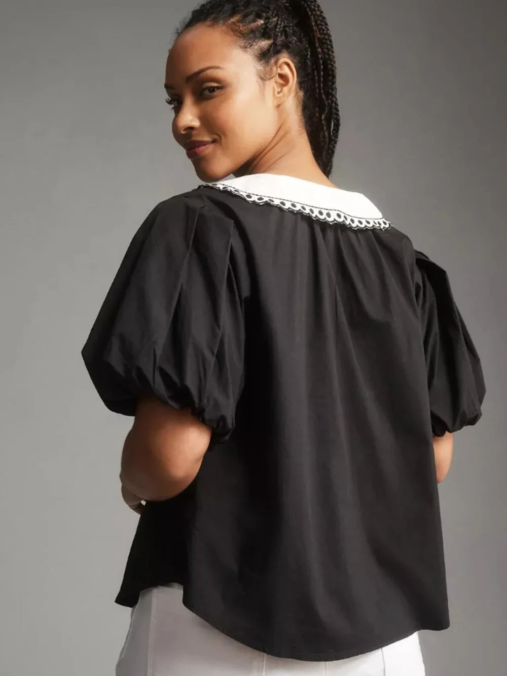 By Anthropologie Puff-Sleeve Collared Top NEW